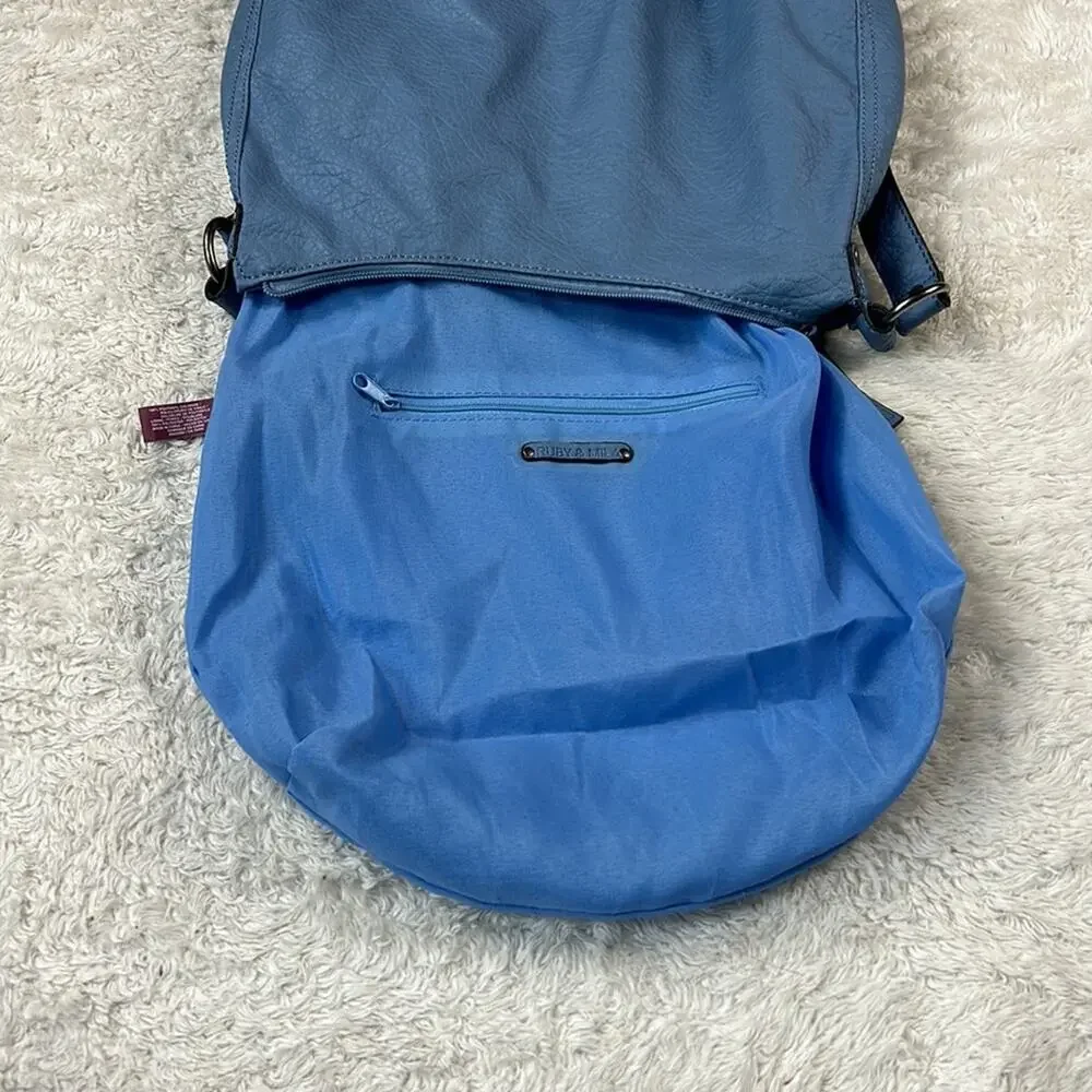 Ruby and Mila large powder blue faux leather hobo bag‎